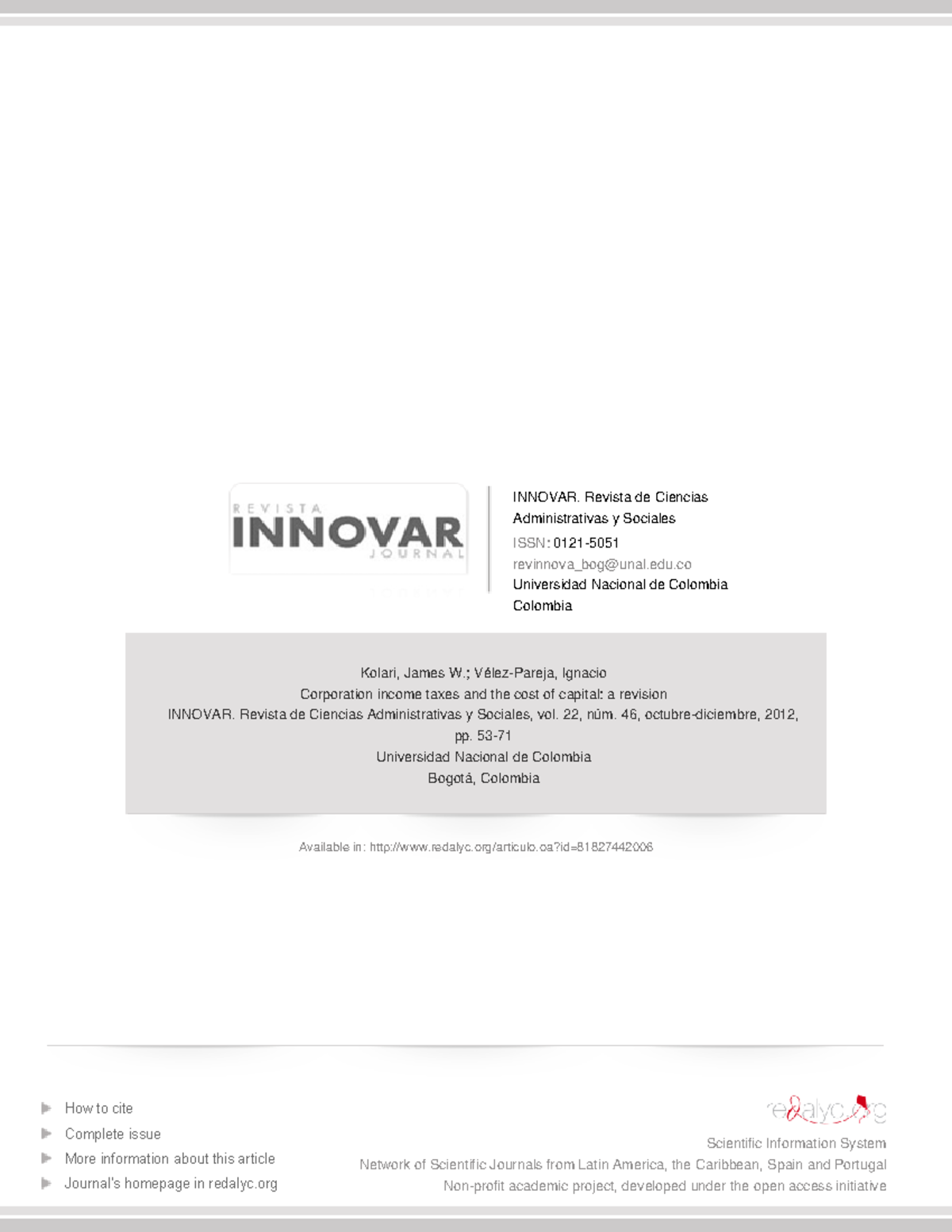 Miller (1963) - INNOVAR. Revista de Ciencias Administrativas y Sociales ...
