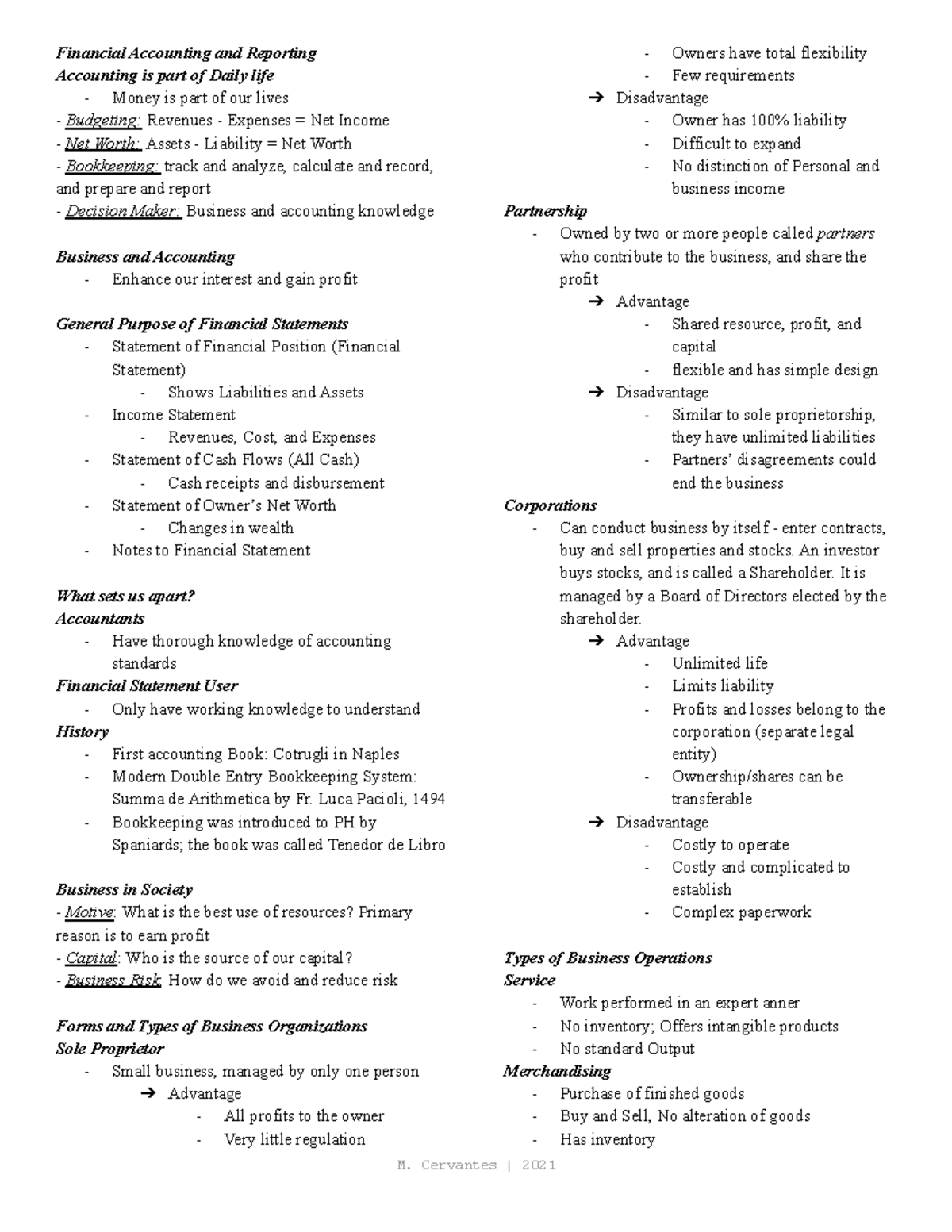 Financial Accounting & Reporting Midterm Study Guide (ACCT101) - Studocu
