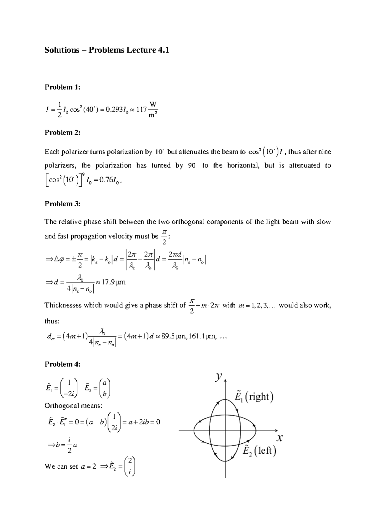 Lecture Notes on Solutions to Problems - Lecture 4 - Studeersnel