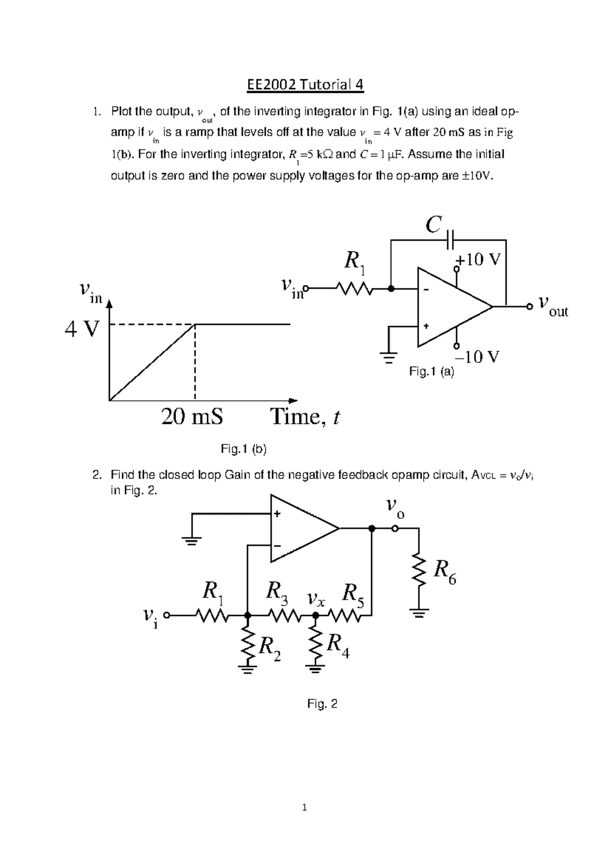 EE2002 tut4 2021 22 S1 - Tutorial Questions 4 - 1 EE2002 Tutorial 4 ...
