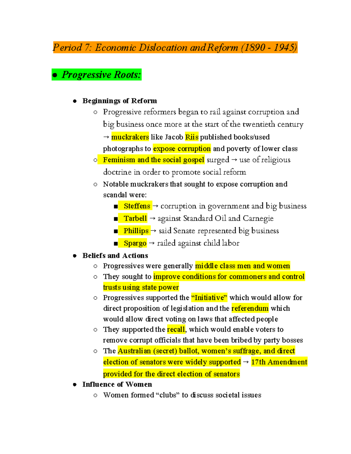 Period 7: Economic Dislocation & Reform (1890-1945) - Key Insights ...