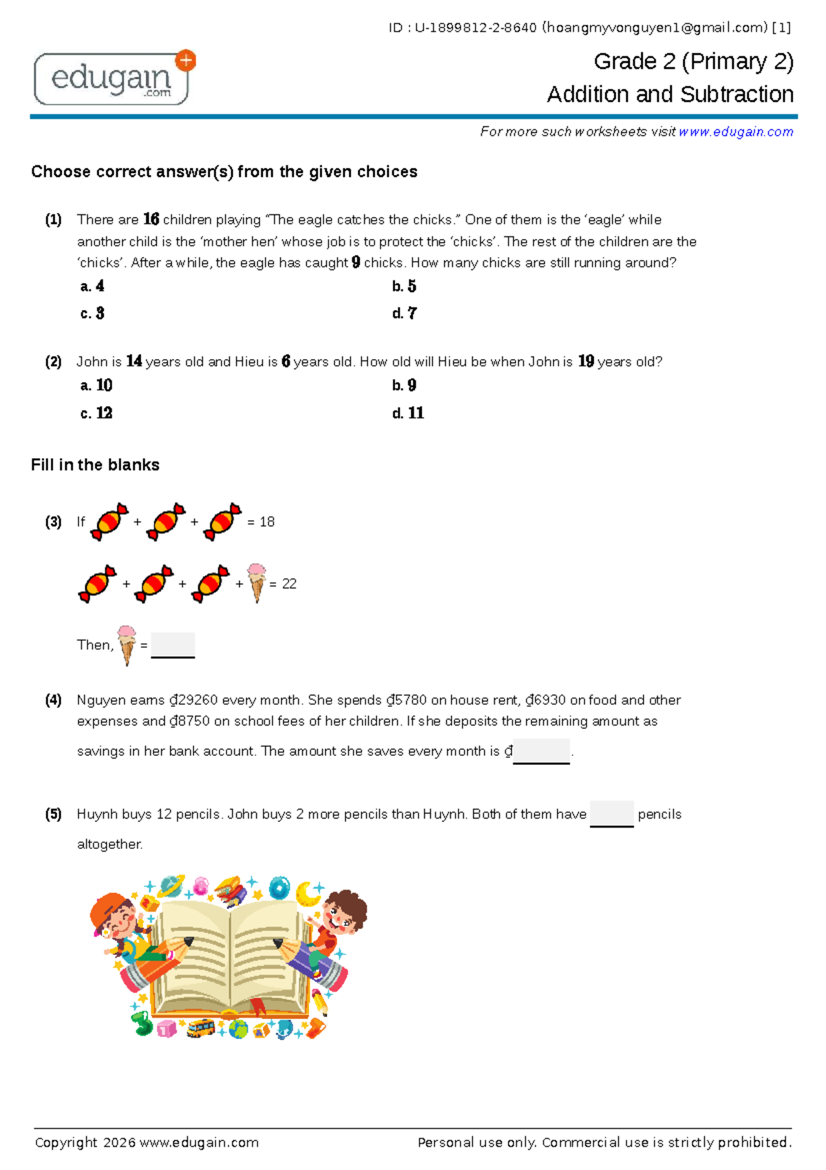 Add and Subtract: Math Worksheets for Grade 2 (SASMO) - Studocu