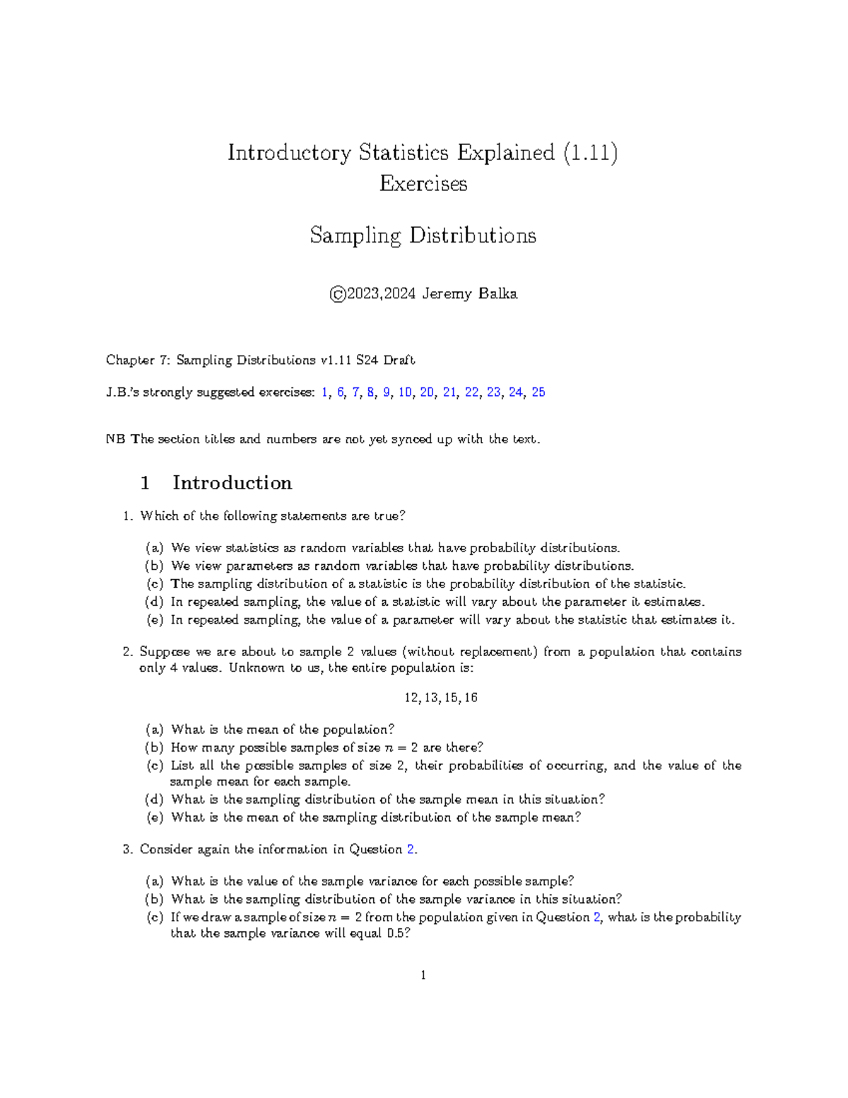 Introductory Statistics (1.11) Chapter 7: Sampling Distributions ...