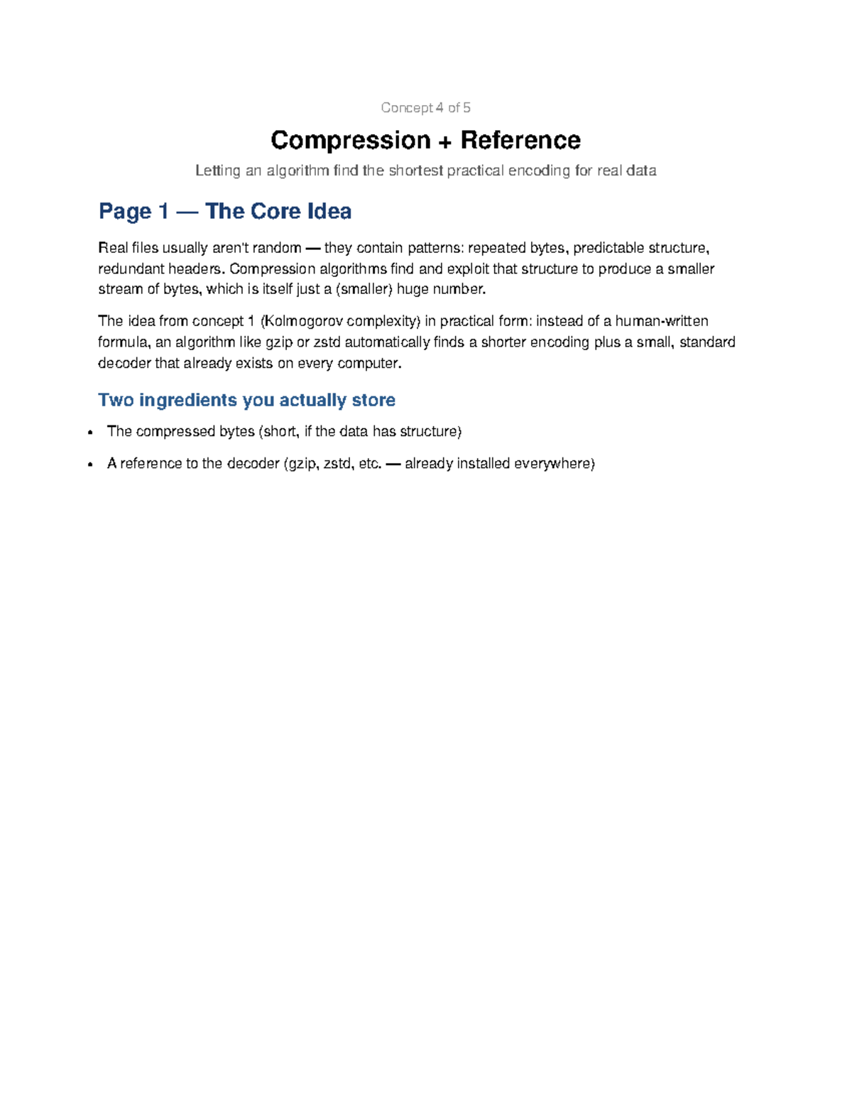 Compression Reference: Concept 4 of 5 on Encoding Algorithms - Studocu
