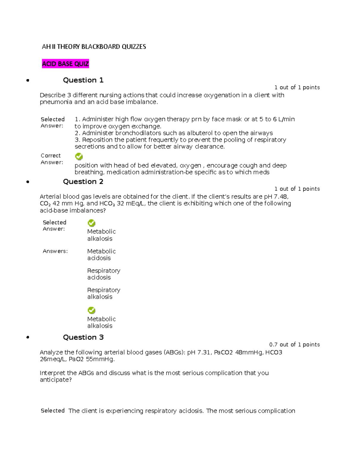 AH II Theory Blackboard Quizzes - AH II THEORY BLACKBOARD QUIZZES ACID ...