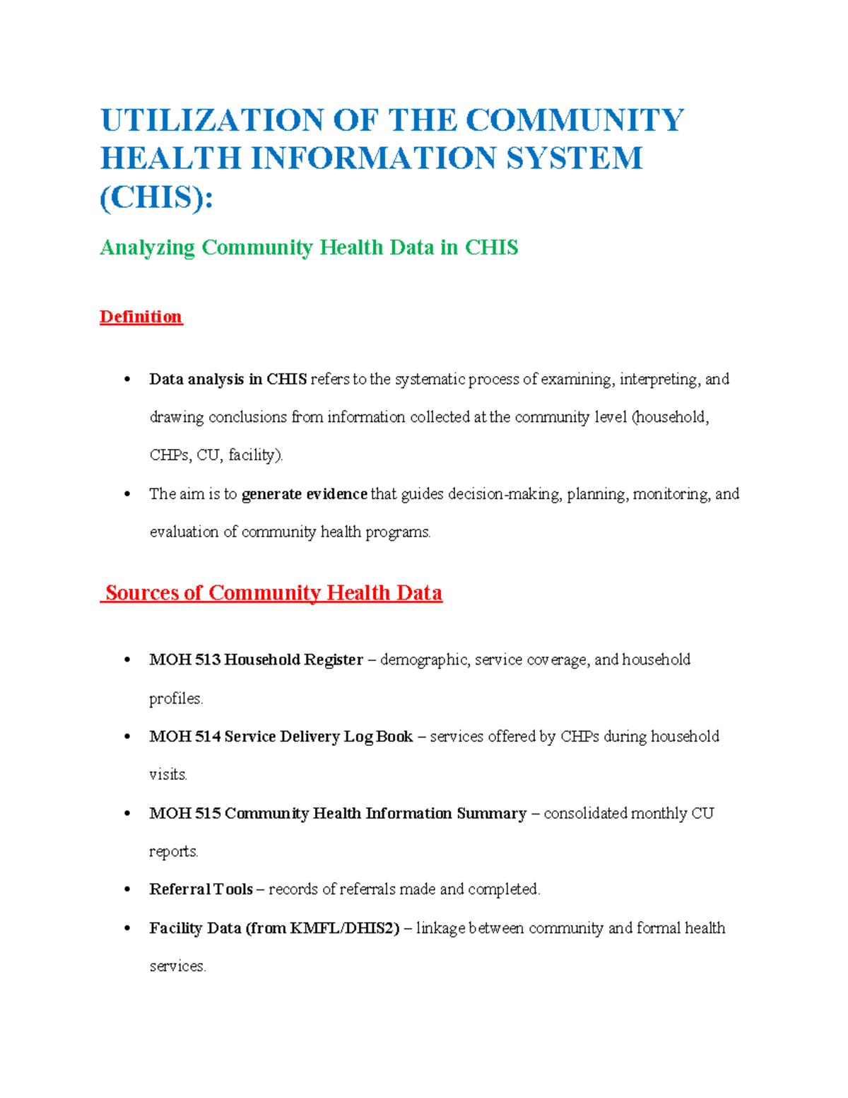 Utilization of CHIS for Community Health Data Analysis and Reporting ...