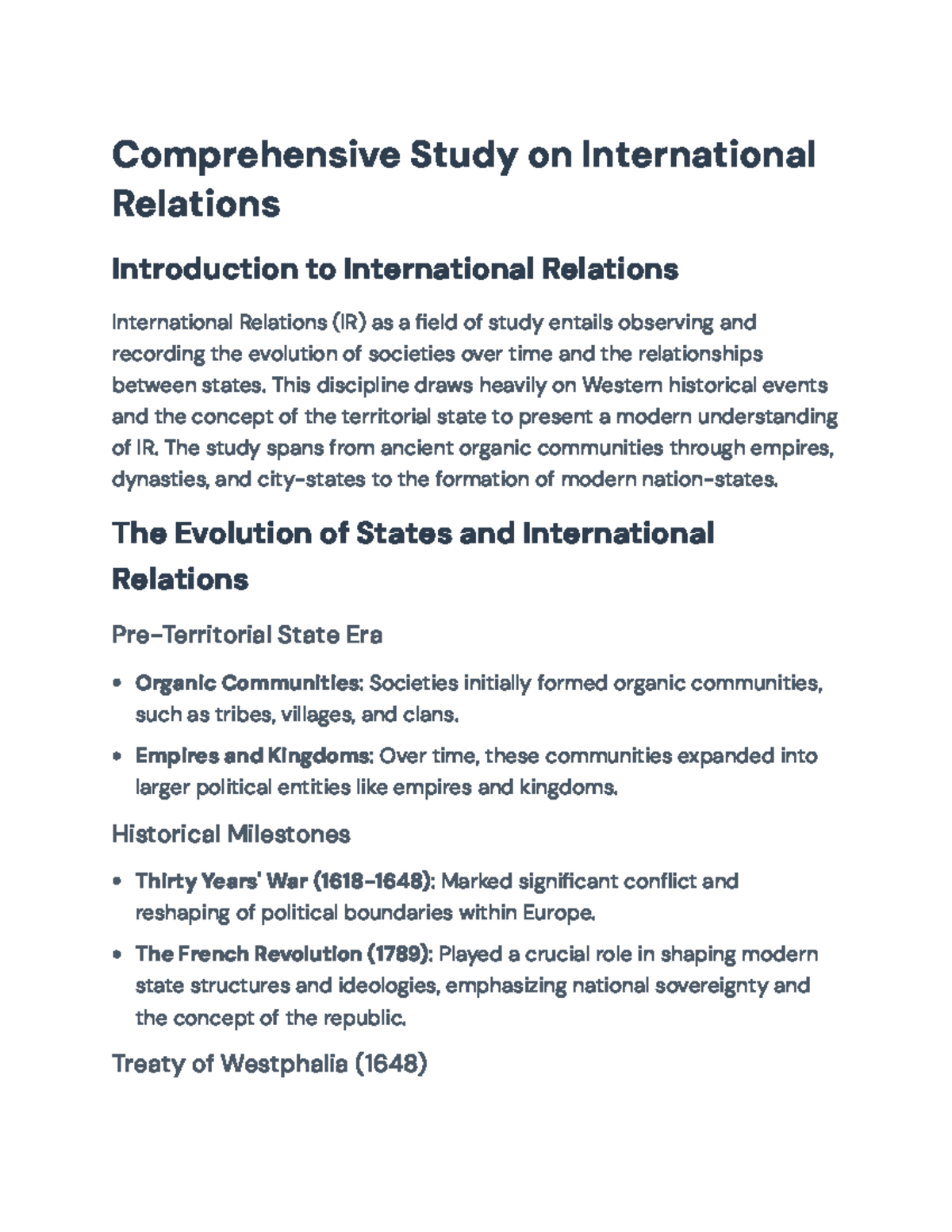 Comprehensive Overview of International Relations (IR) Evolution ...