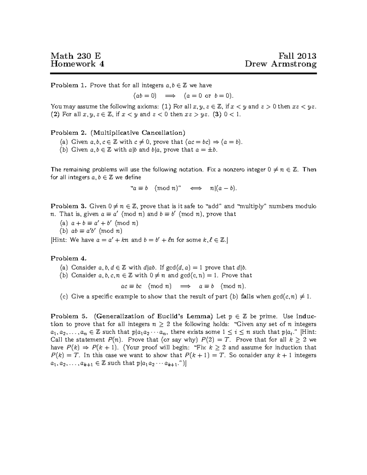 Math 230 E Fall 2013: Homework 4 Solutions and Explanations - Studocu