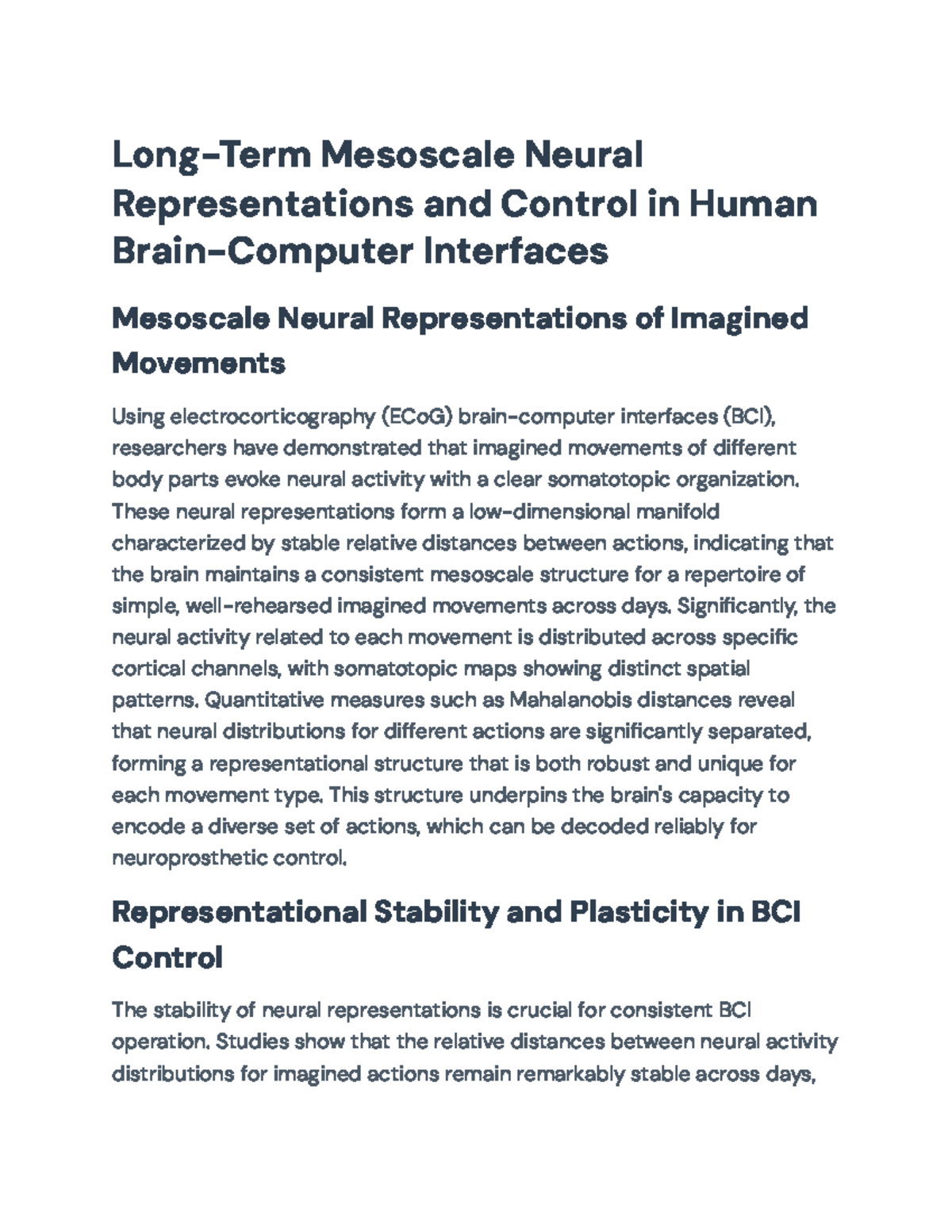 Long-Term Stability and Adaptability in BCI Decoder Design for ...