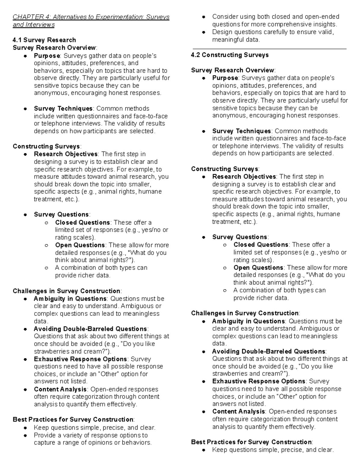 Chap 4 - (Exp Psych) Survey Research and Construction Guide - Studocu