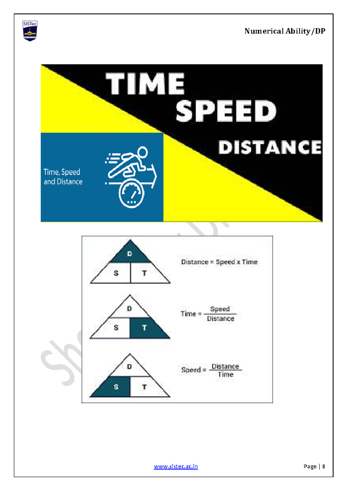 Numerical formulas and problems on time and distance (MATH 101) - Studocu