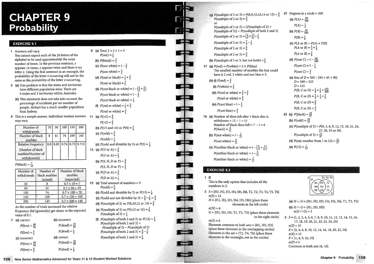 Chapter 9 Probability - Year 11 12 Maths Advanced Solutions - Studocu
