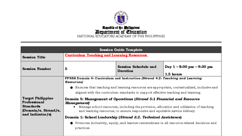 Session 5 SG: Effective Use of Teaching Learning Resources (TLRs) - Studocu