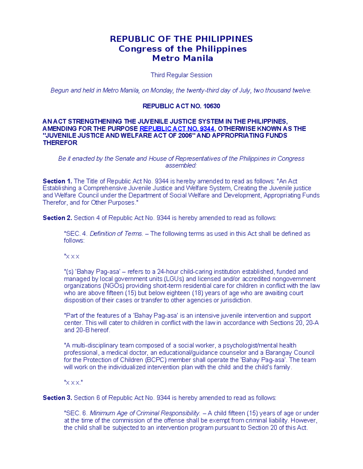 Ra - republic act of the Philippines - REPUBLIC OF THE PHILIPPINES ...