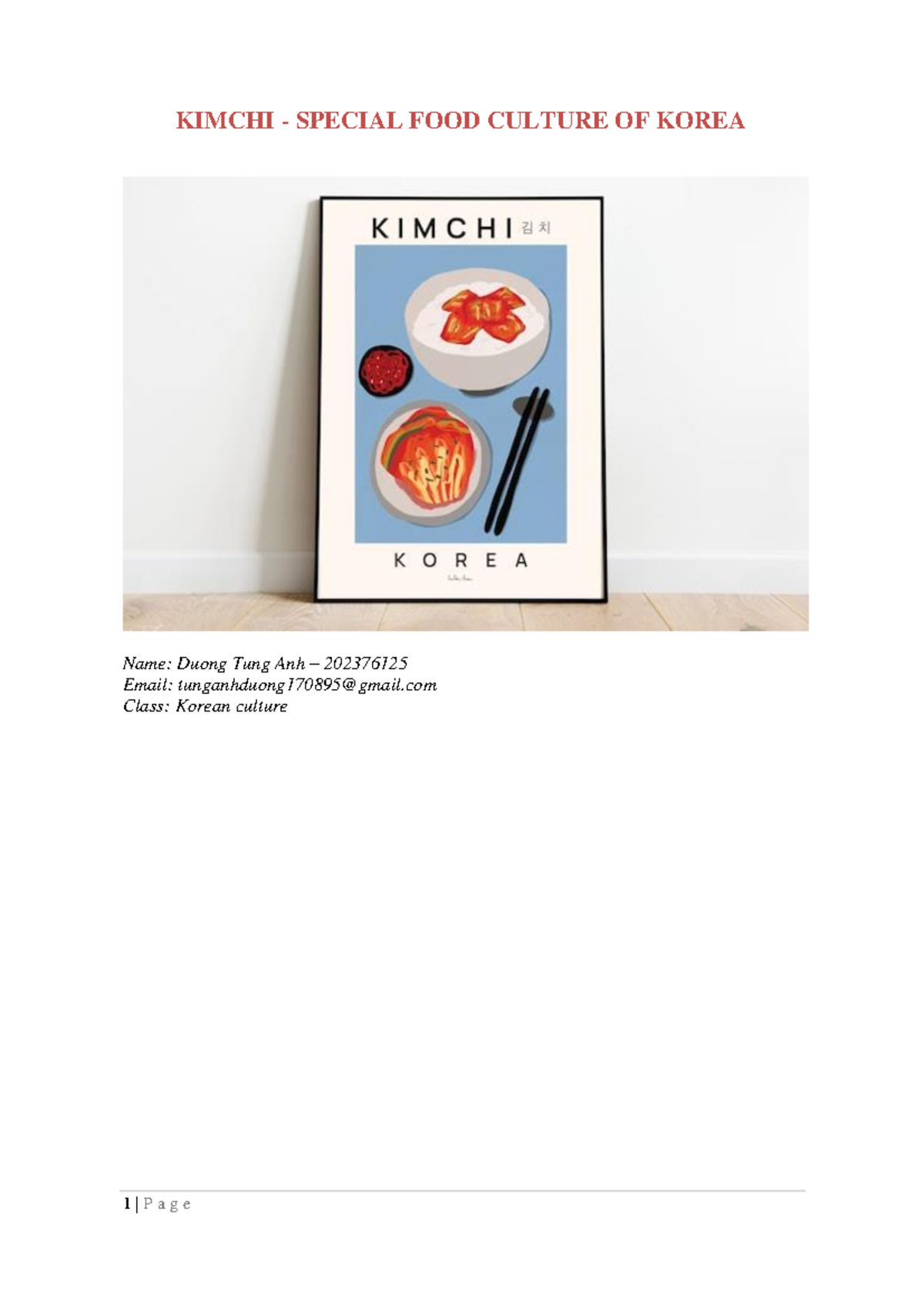 202376125 KIM CHI - The Cultural Significance and Preparation of Kimchi ...