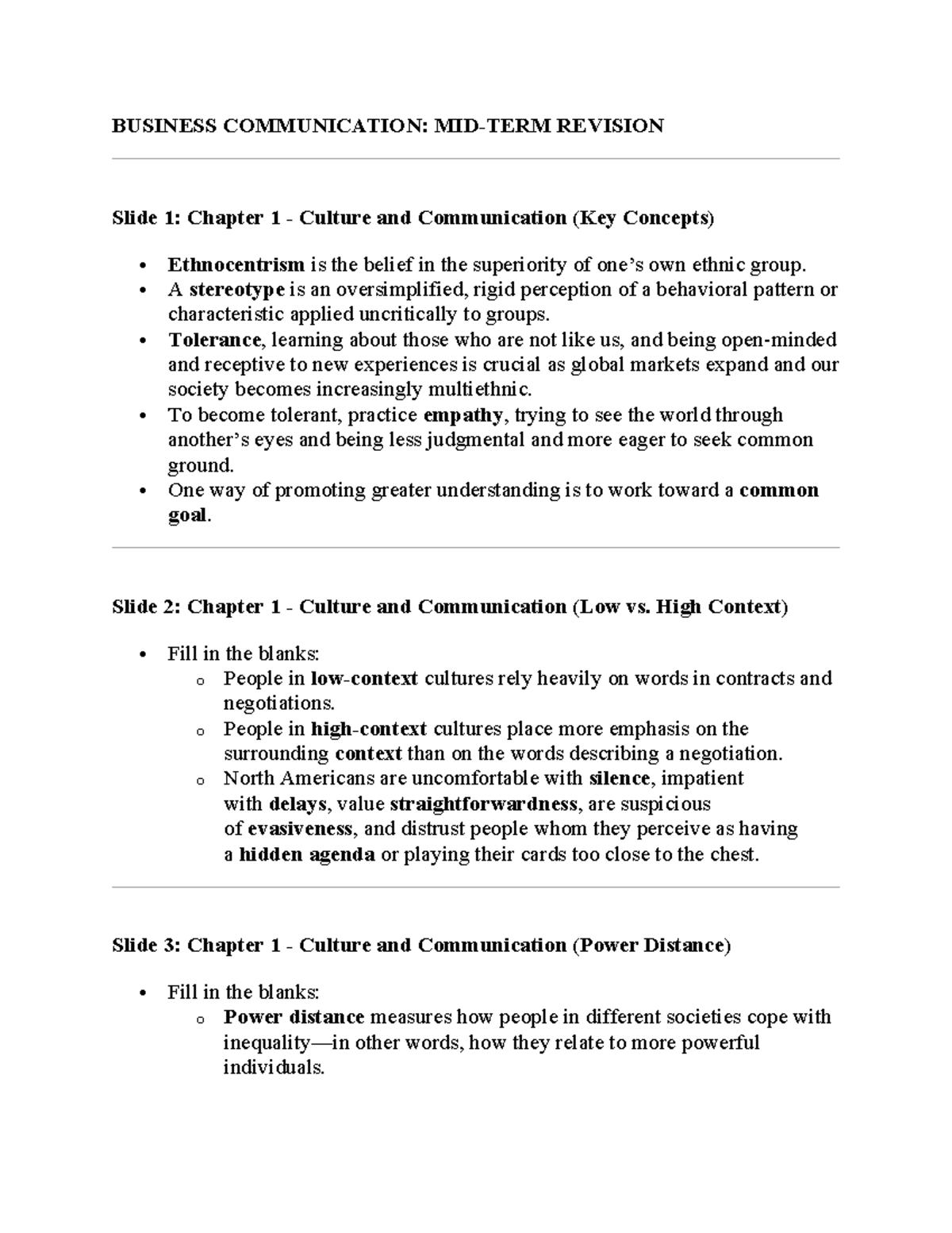 BUSINESS COMMUNICATION: CH 1-3 REVISION NOTES - Studocu