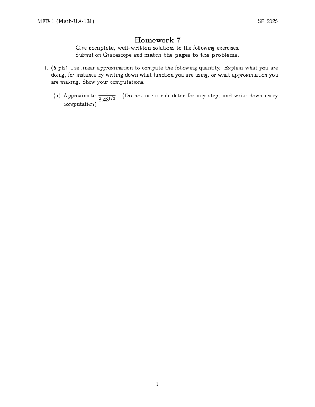 MFE 1 SP 2025 Homework 7 Solutions and Exercises Overview - Studocu