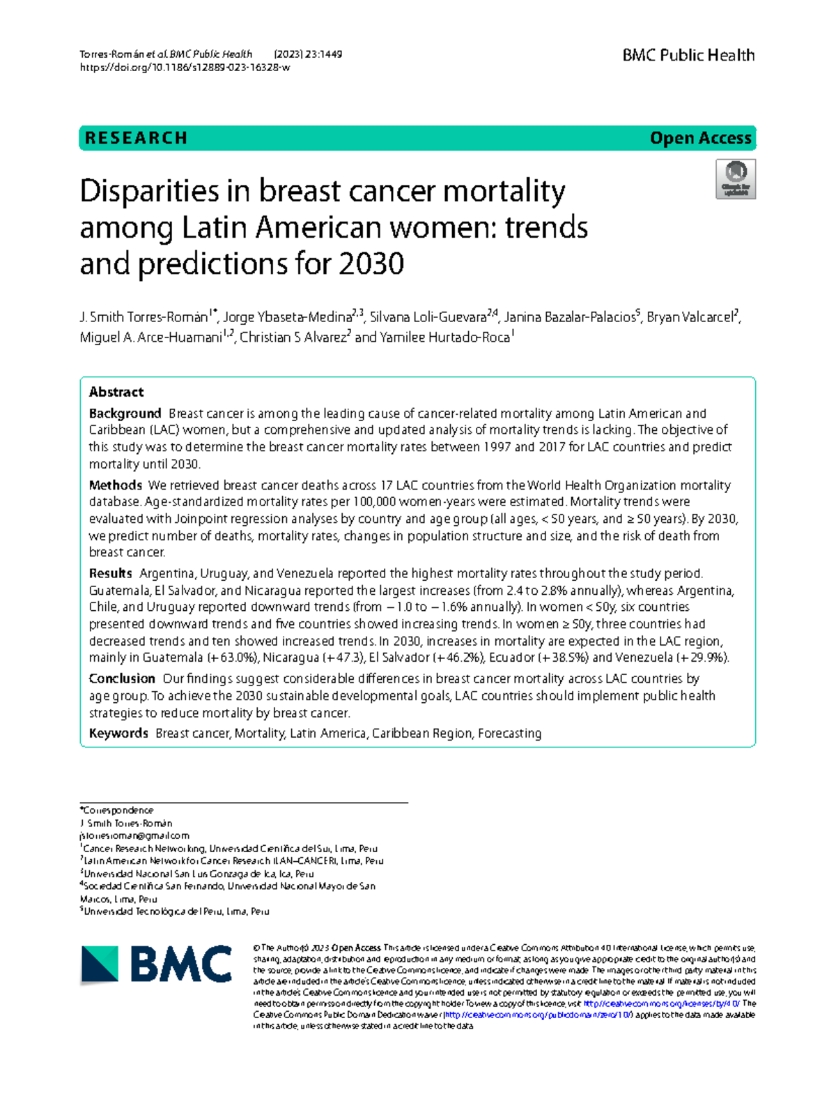 Disparities in Breast Cancer Mortality Among Latin American Women ...