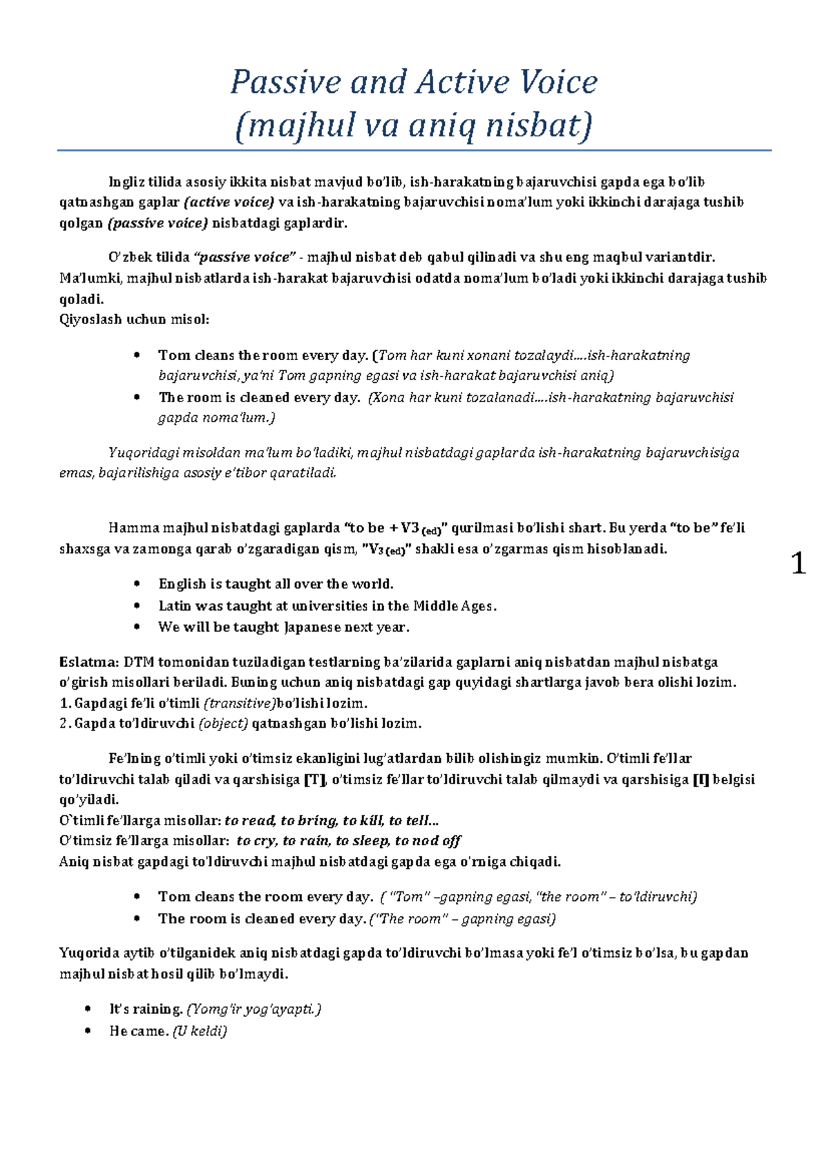 English Passive Voice: Understanding Structure and Usage - Studocu
