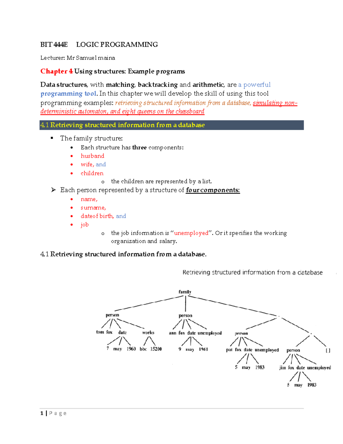 BIT 444E Logic Programming - Chapter 4: Utilizing Structures in Prolog ...