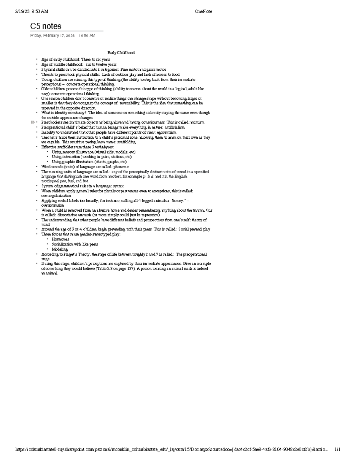 C5 Lecture Notes on Early Childhood Development and Learning - Studocu