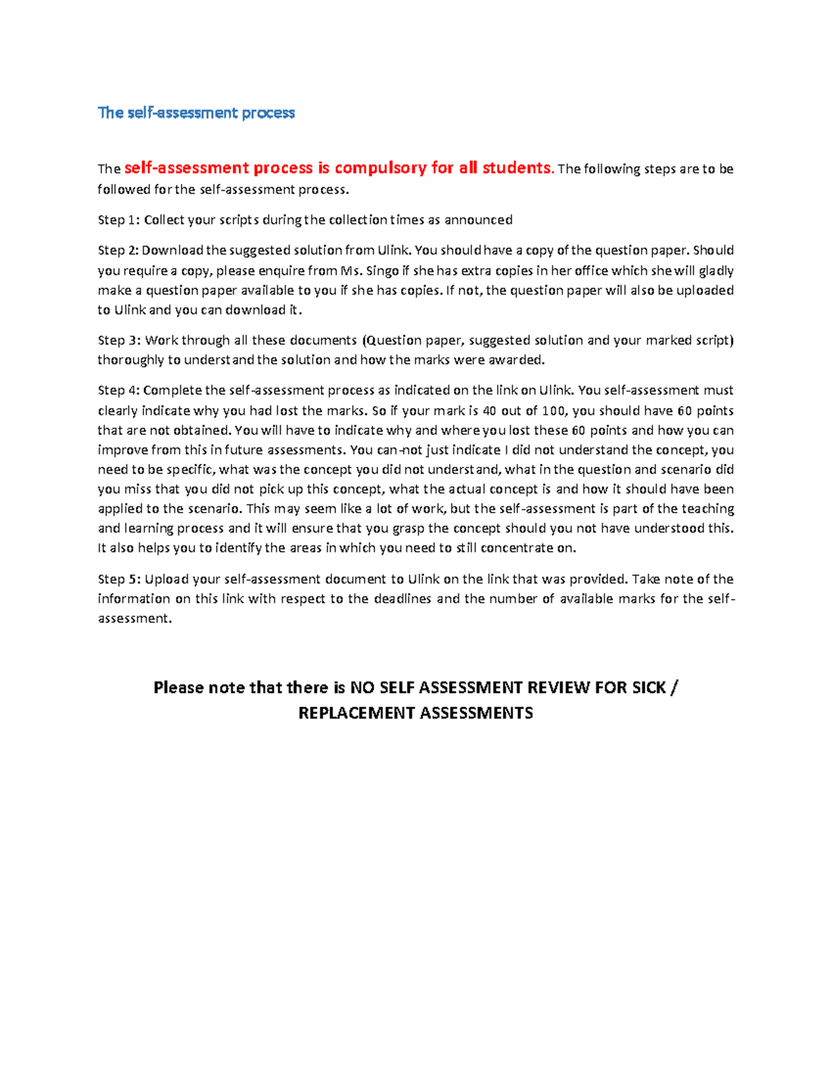 Self Assessment Process Guidelines - AO2 - Studocu