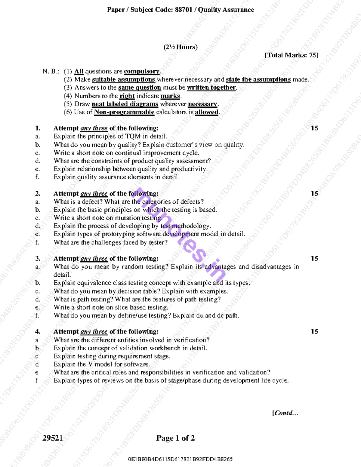 T.Y.IT SEM-VI (Choice Based) MAY.23 Quality Assurance Exam Paper - Studocu