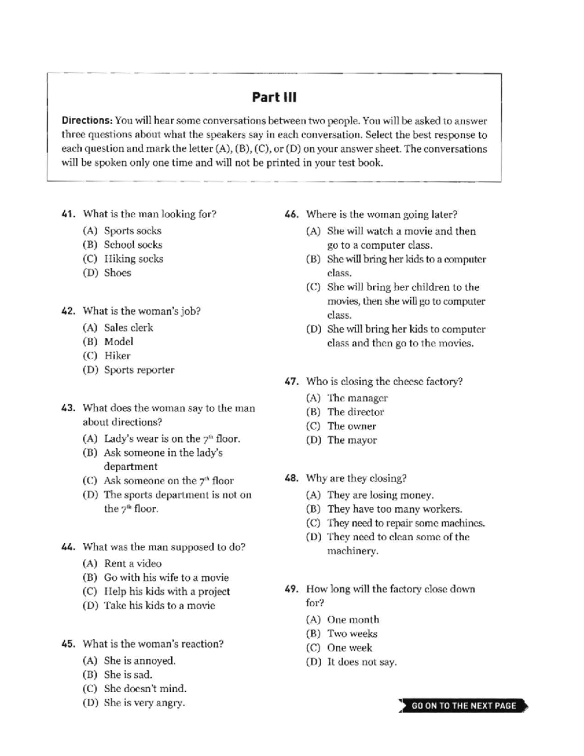 41-70 Starter TOEIC Listening Practice Questions - Studocu