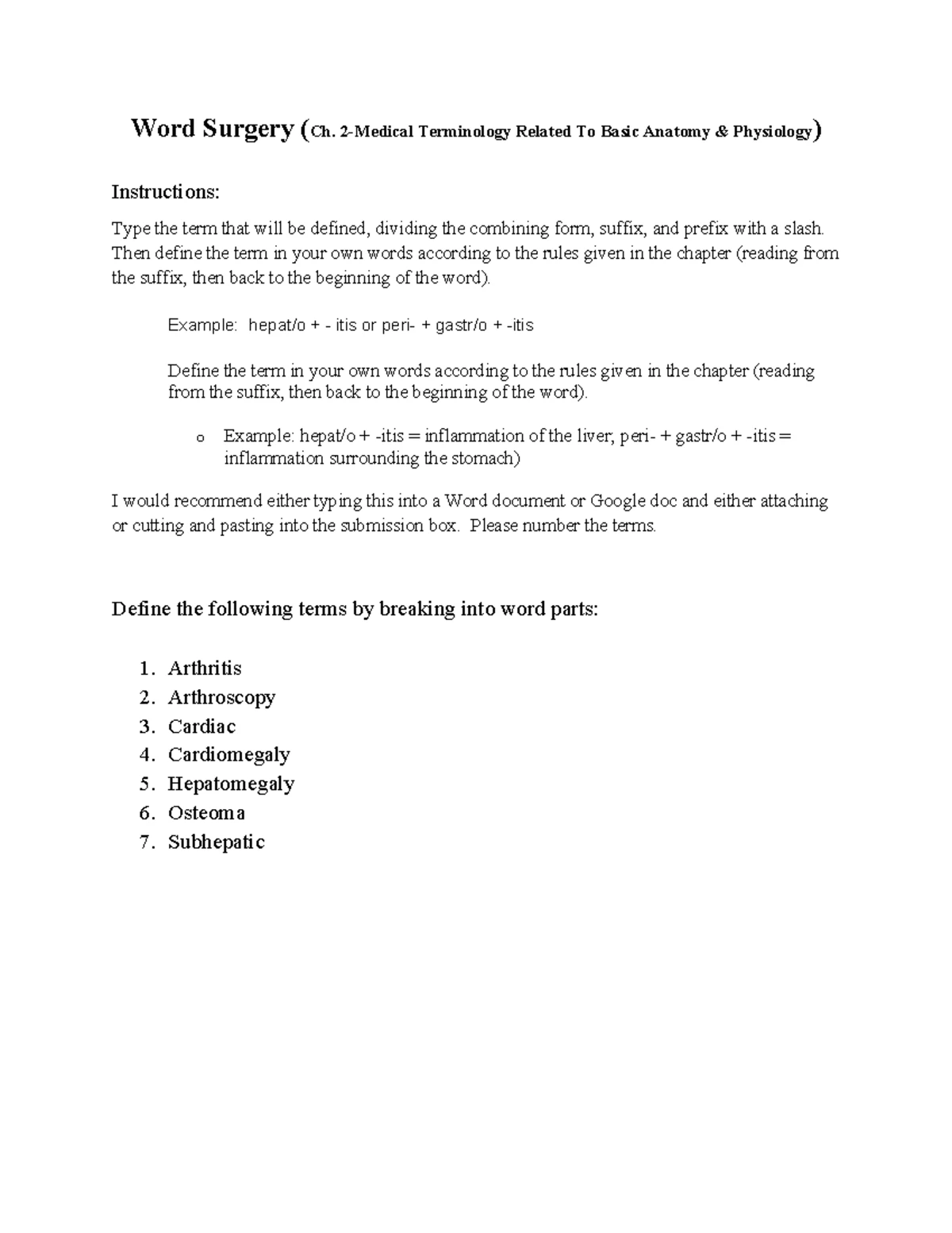 Medical Terminology: Word Surgery (Muscular) Definitions and Terms ...