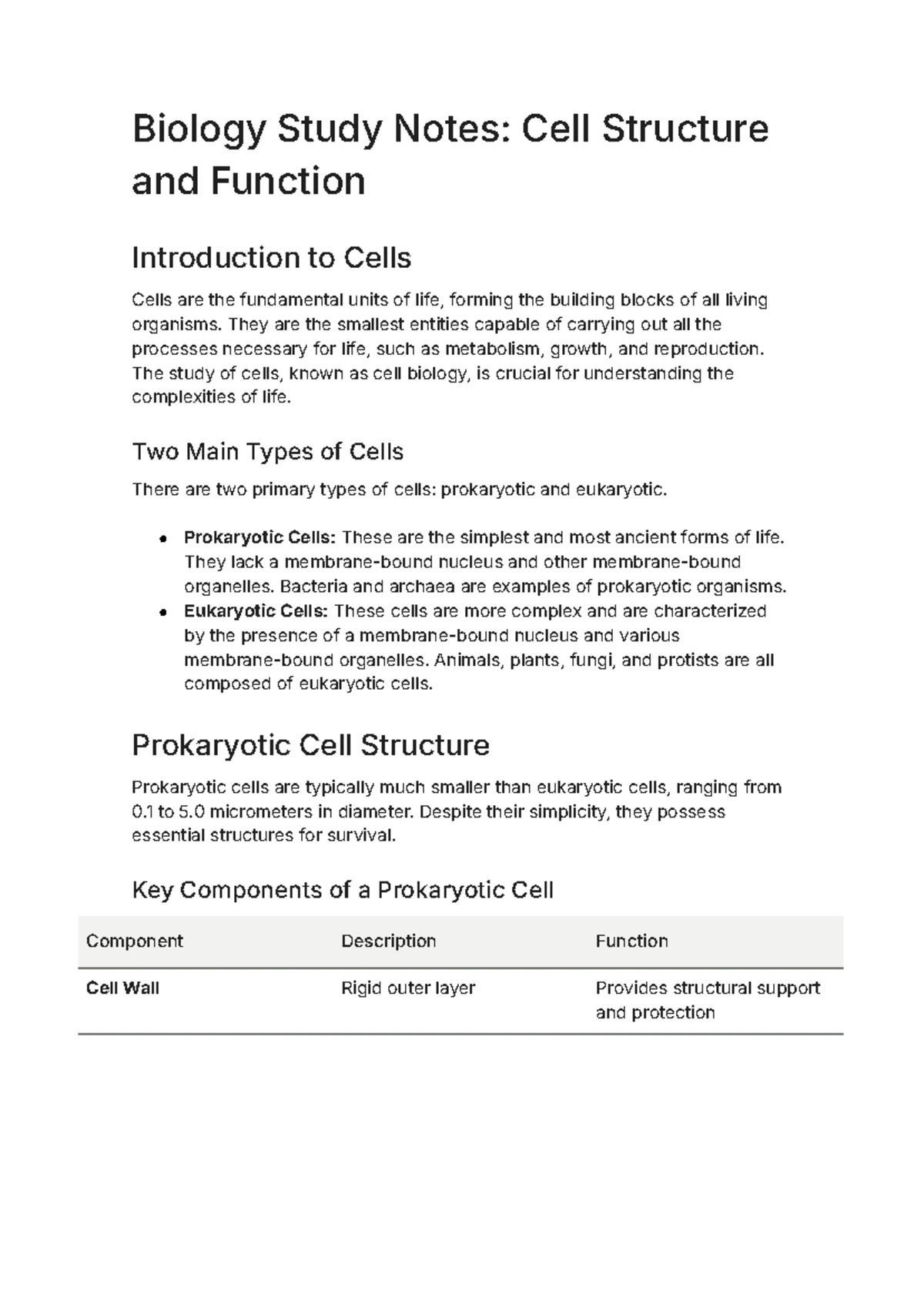 Biology 101: Practical Exam Study Notes on Cell Structure & Function ...
