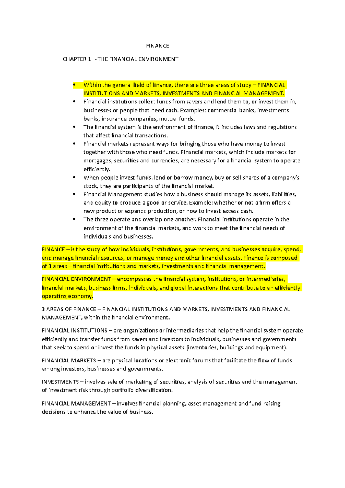 Finance Lecture Notes on Word 123edf - Project Management - Studocu