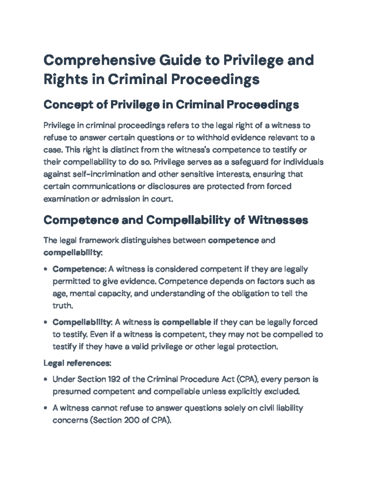 Comprehensive Overview of Privilege & Rights in Criminal Proceedings ...
