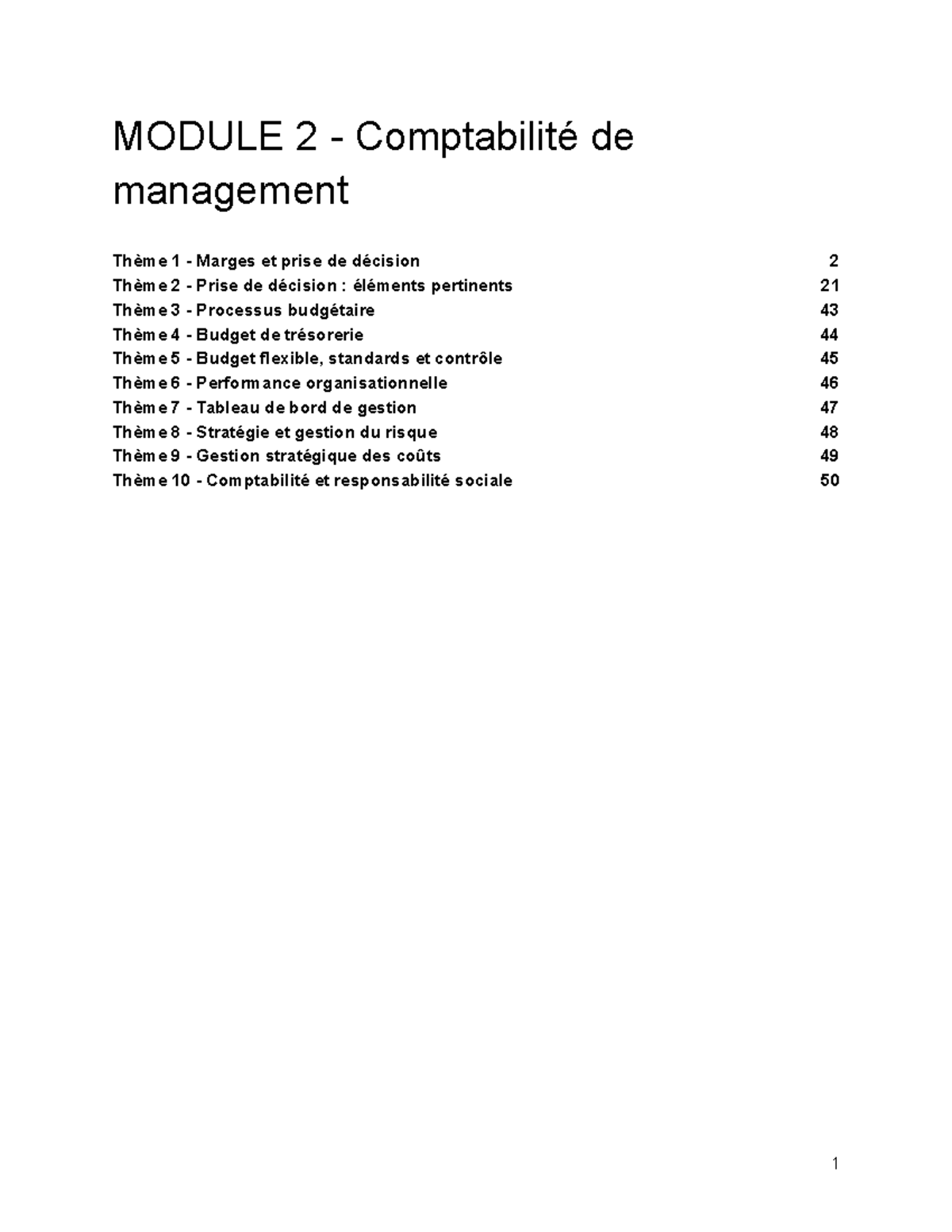 Module 2 - Marges et Prise de Décision en Comptabilité de Management ...