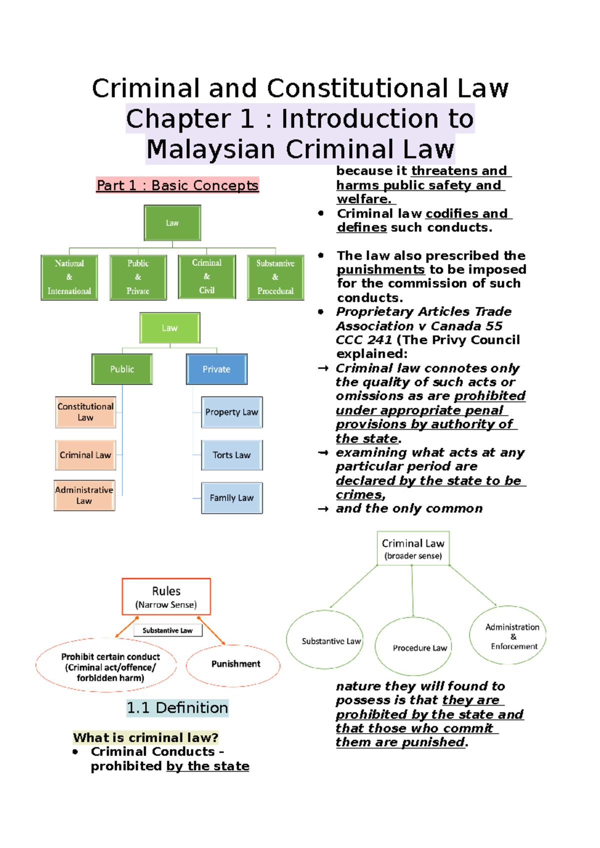 PCC0012 C1 - Intro to Criminal Law Chapter 1 Lecture Notes Overview ...
