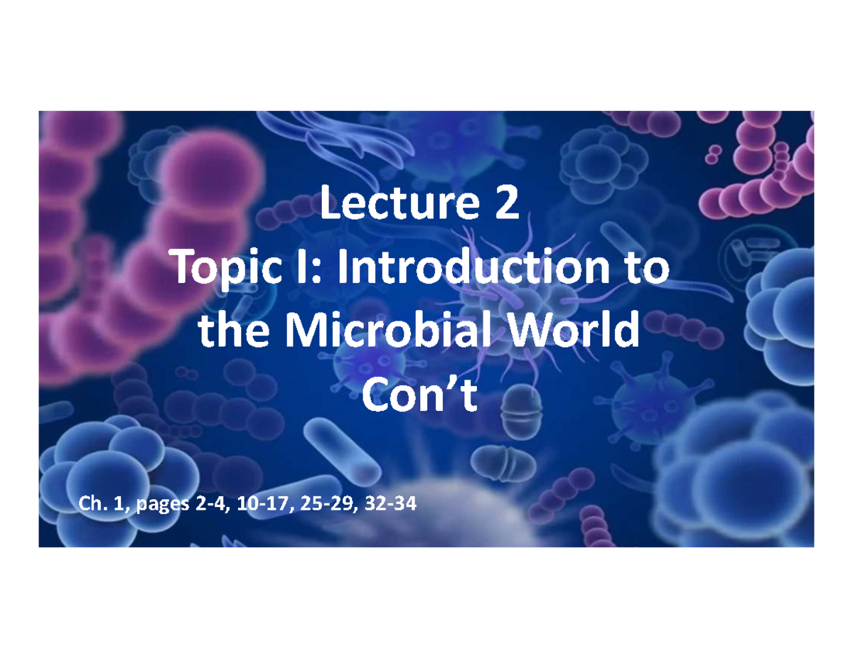 MICR200A Lecture 2: Intro to the Microbial World Notes - Studocu