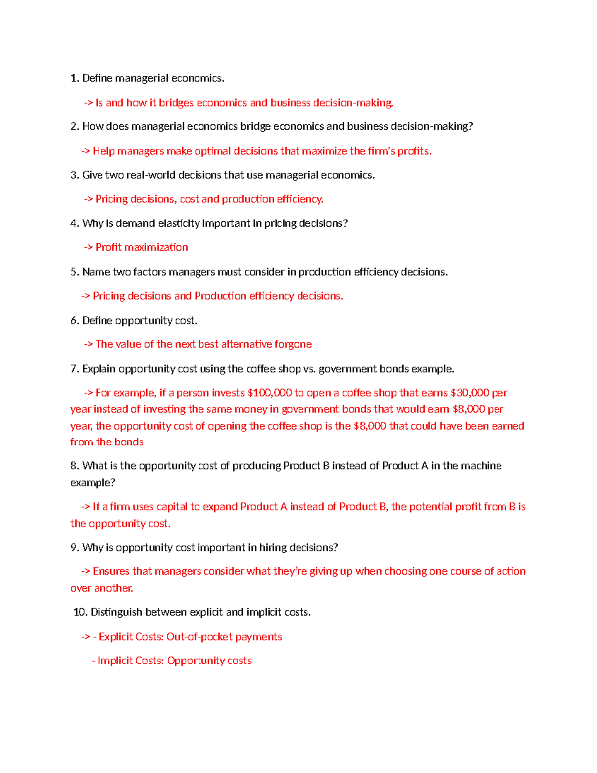 SMI ECO - HJF: Key Concepts in Managerial Economics and Opportunity ...