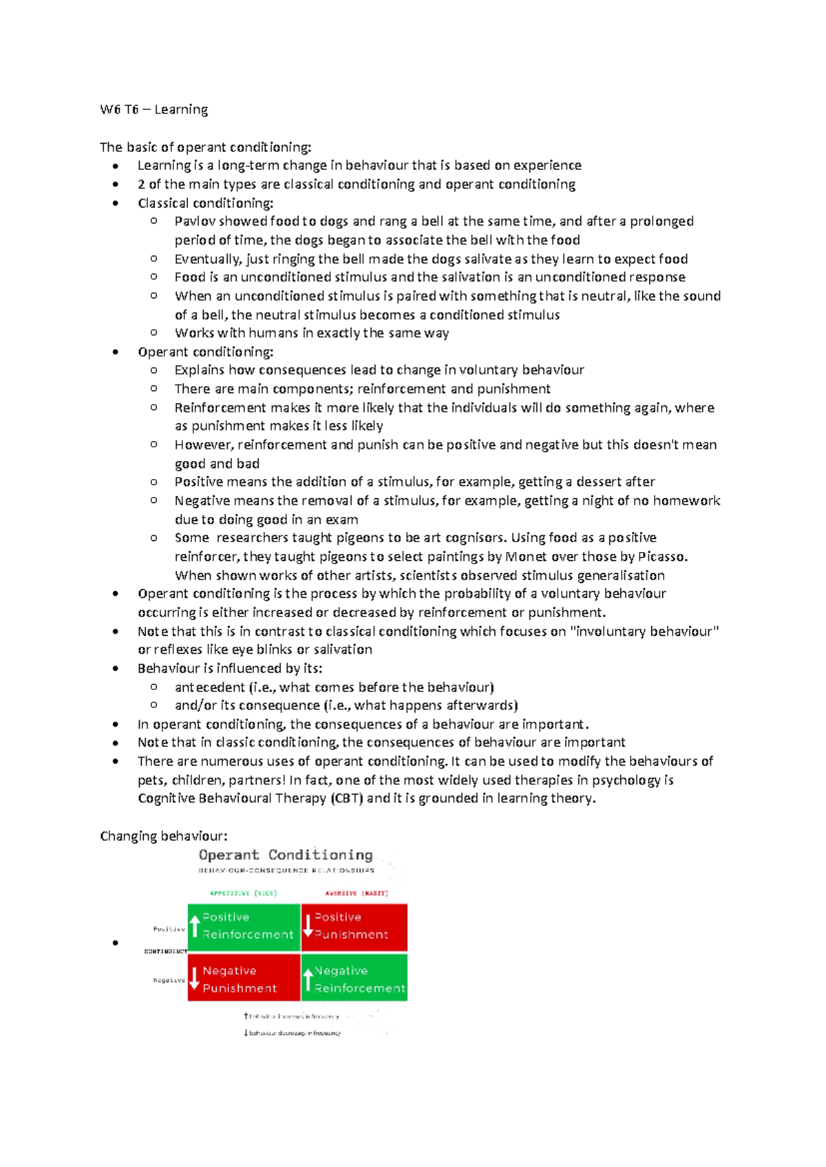 W6 T6 - Detailed tutorial notes - W6 T6 – Learning The basic of operant ...