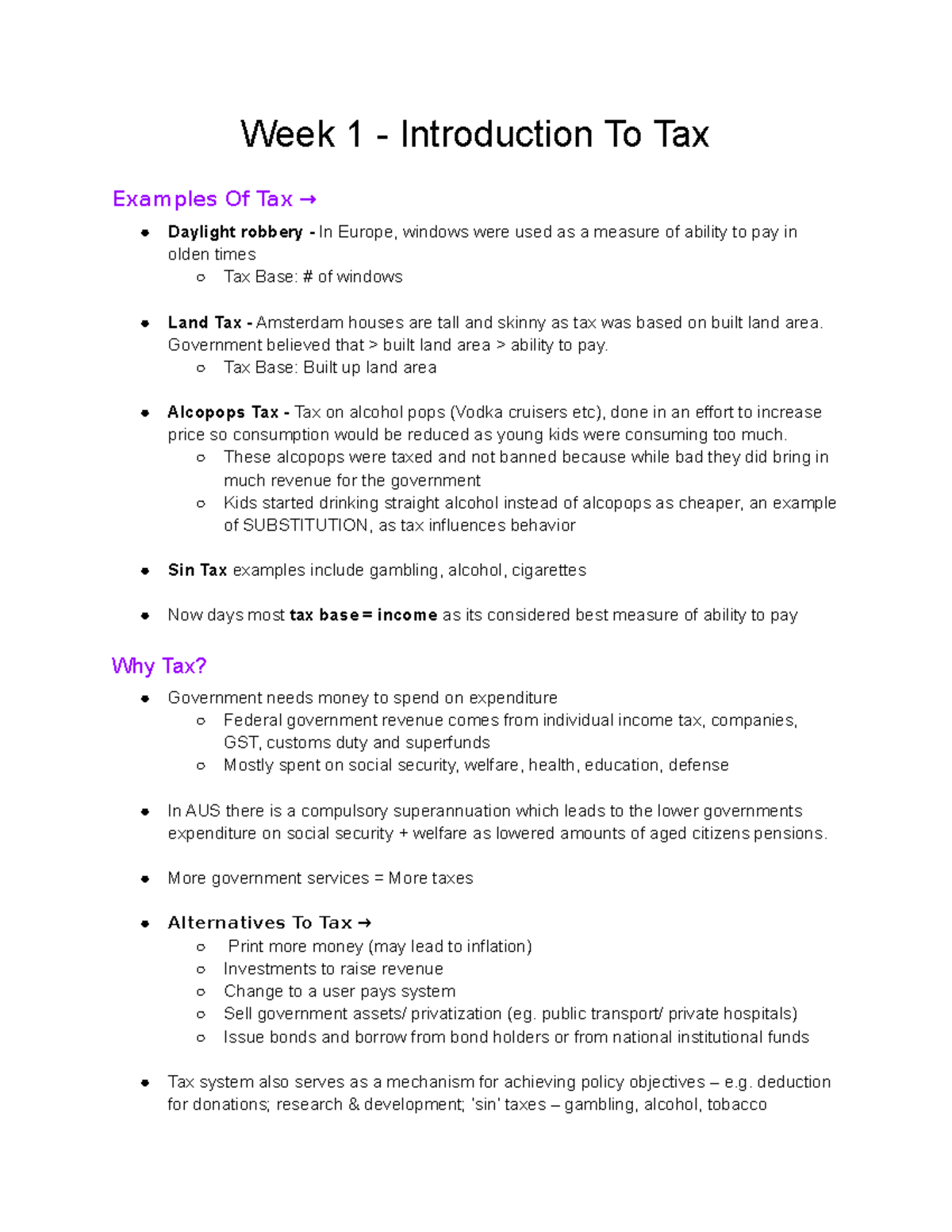 Taxation-Law-Notes - notes for semester - Week 1 - Introduction To Tax ...