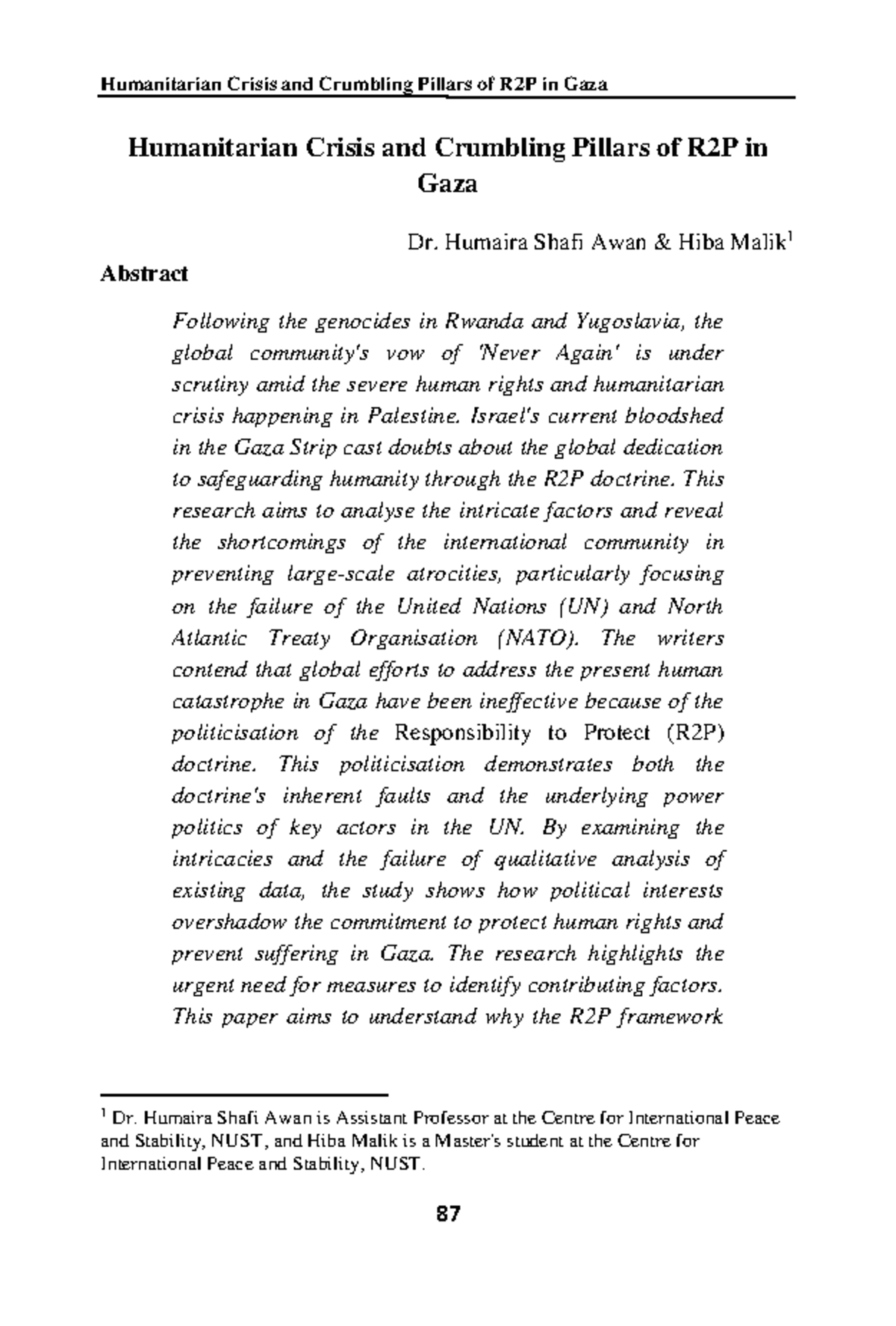 Humanitarian crisis and crumbling pillars of r2p in gaza - Humanitarian ...