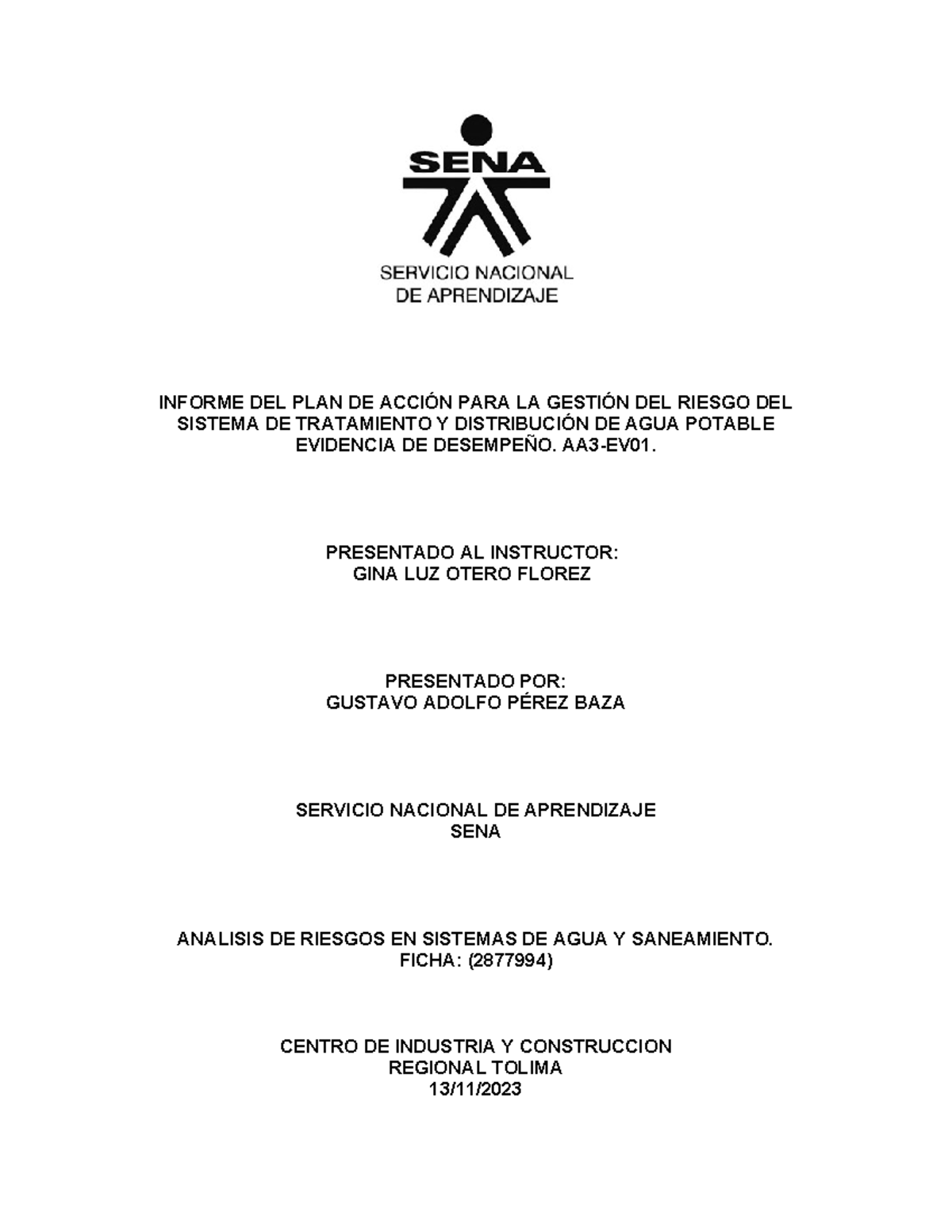 AA3-EV01. Informe sobre gestión de riesgo en tratamiento de agua potable - Document Preview