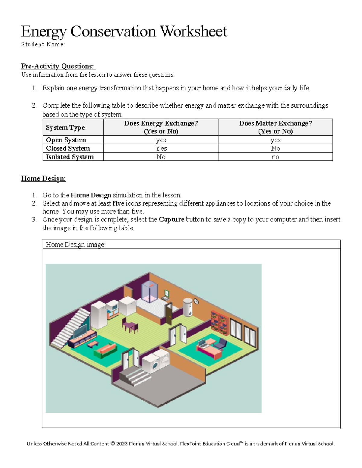 Energy In The Home Worksheet