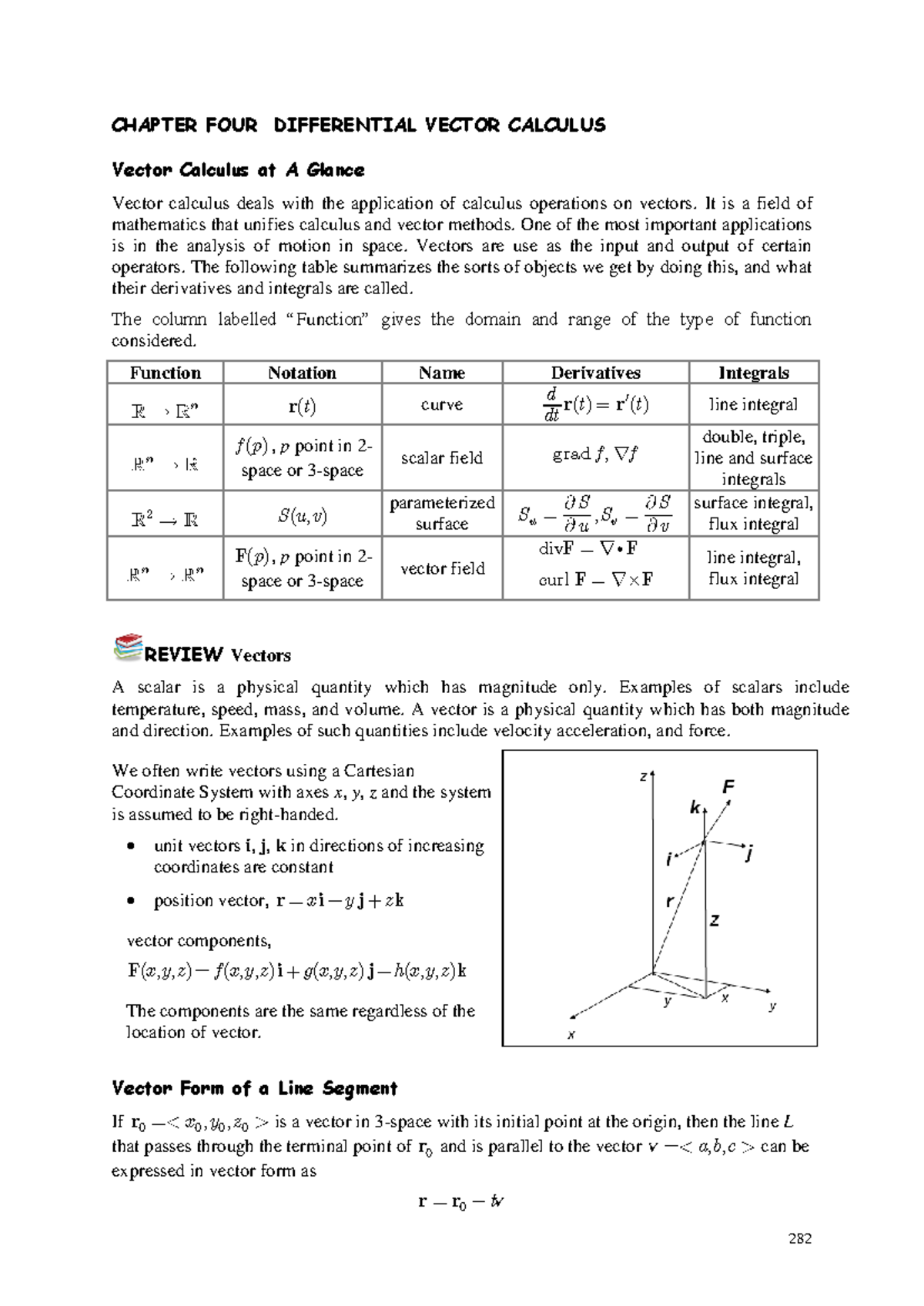 Chapter 4 - math - CHAPTER FOUR DIFFERENTIAL VECTOR CALCULUS Vector ...