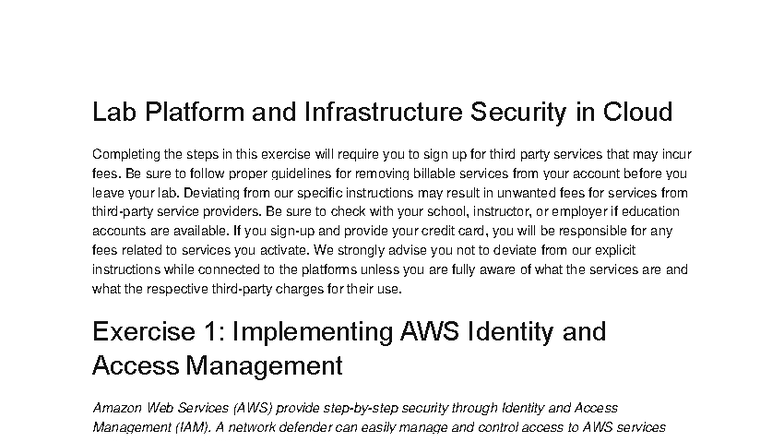 Lab Exercise: AWS IAM Security Setup and Management - Studocu