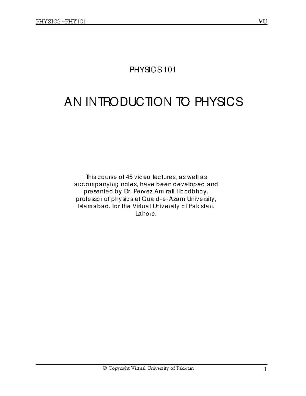 Physics - PHY101 Lecture Handouts and Summaries - Studocu