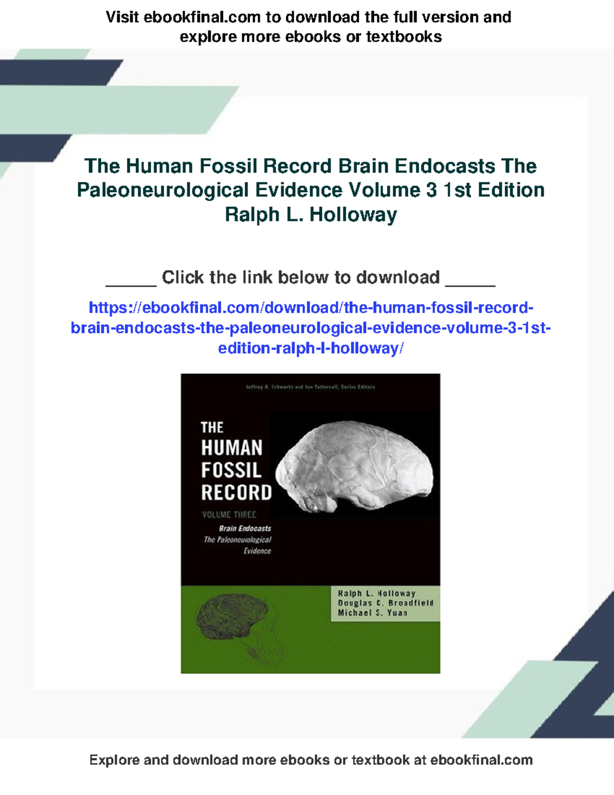 The Human Fossil Record: Brain Endocasts & Paleoneurological Evidence ...