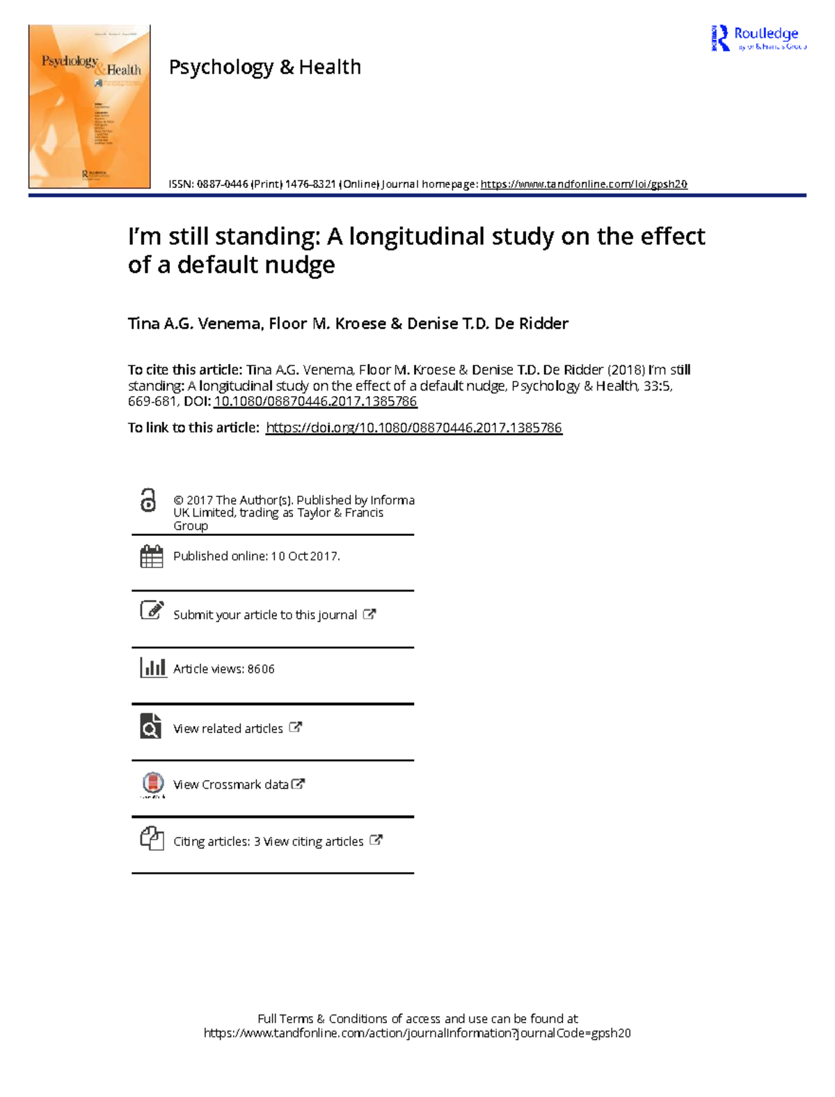 Psychology Health 33:5 - Longitudinal Study on Default Nudge Effects ...