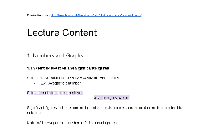 Practice Questions: Lecture Notes on Numbers and Graphs (SCI101) - Studocu