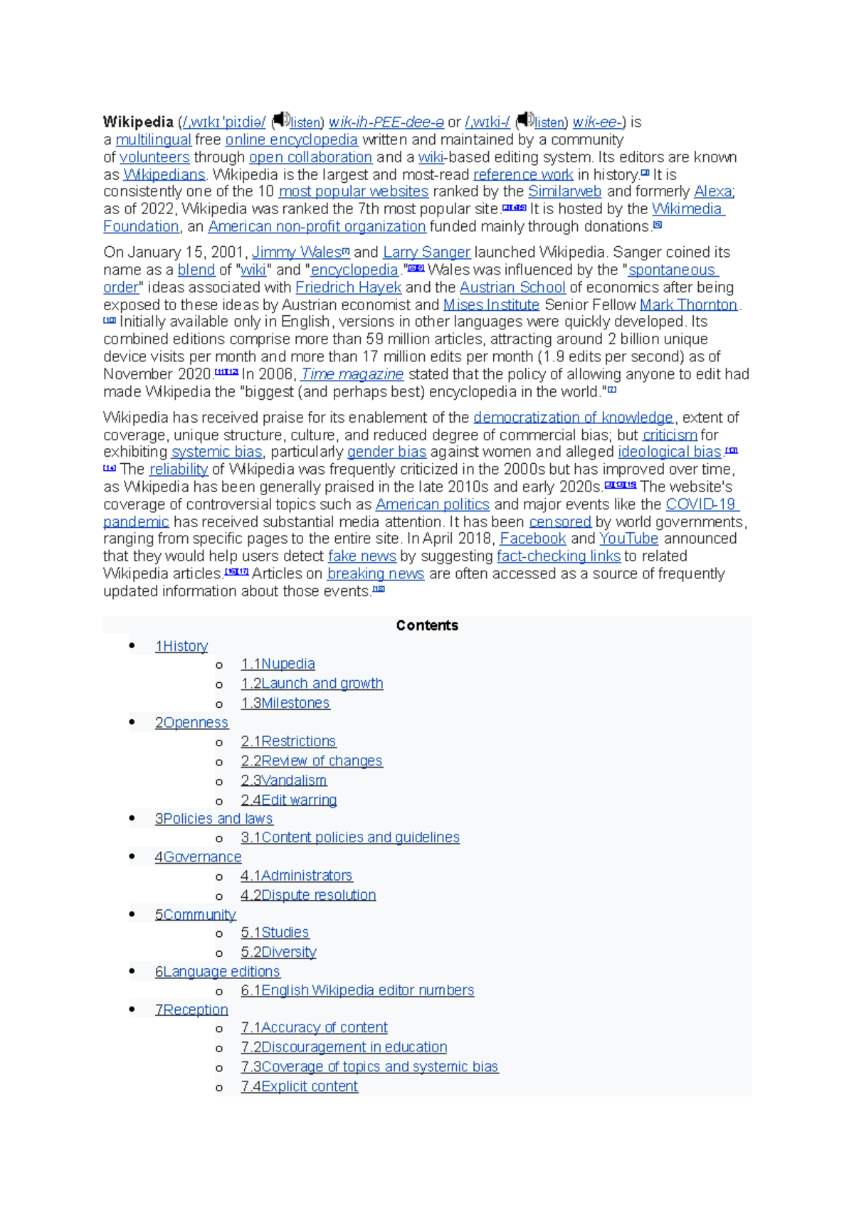 Wikipedia: A Comprehensive Overview of Its History and Impact - Studocu