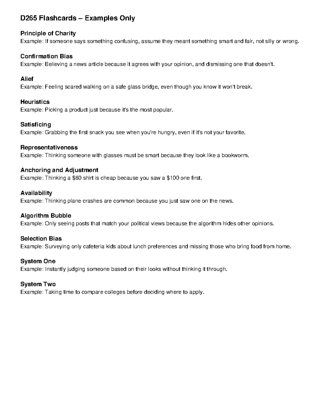 D265 Flashcards Examples Only - D265 Flashcards – Examples Only ...