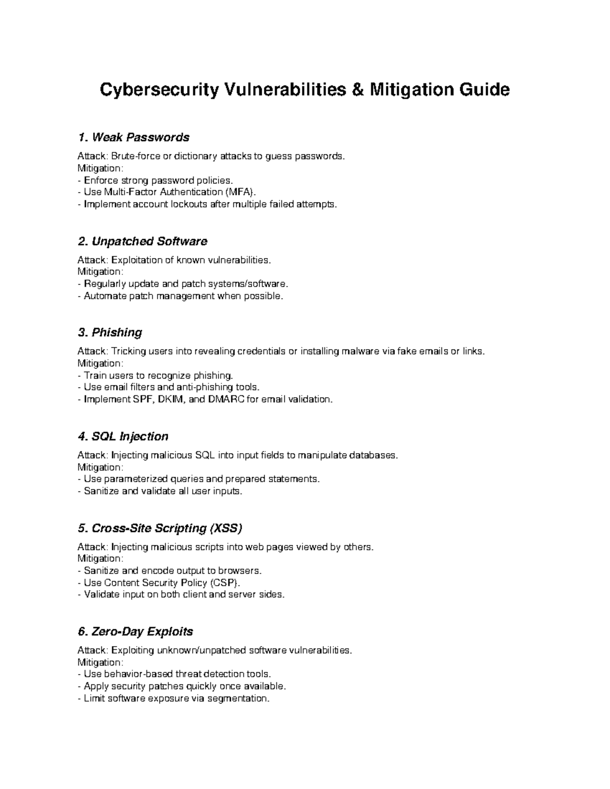 Cybersecurity Vulnerabilities Mitigation Guide: Key Strategies - Studocu